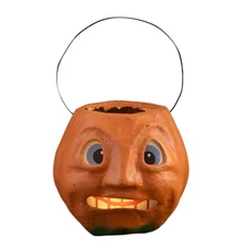 Scary Vintage Pumpkin Bucket Medium by Bethany Lowe Designs