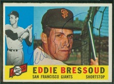 1960 Topps Card #253, Signed-Autographed, Eddie Bressoud, Giants, PSA/DNA w/LOA