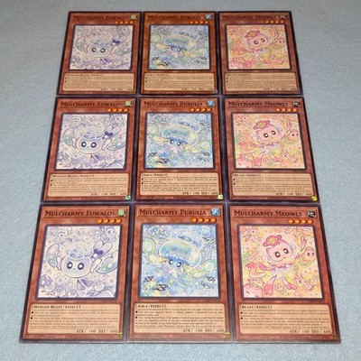 Yugioh 3x Mulcharmy Fuwalos + 3x Meowls + 3x Purulia (L5DD or L26D) 9 Card Set