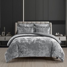 Fredsure Distressed Velvet Comforter Set, 5 Pieces Dark Grey Queen, Distressed