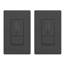 ELEGRP Slide Dimmer Switch for LED CFL Incandescent Bulbs Single/3-Way Black 2PK