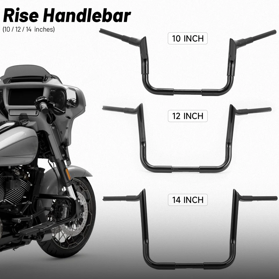 10" 12" 14" Meathook Bar Handlebar For Harley Touring Street Glide Electra Glide Foto 4 de 4