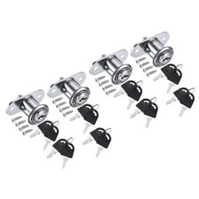 23mm Drawer Locks, 4 Pack Zinc Alloy Chrome Finish Drawer Door Lock, Silver Tone
