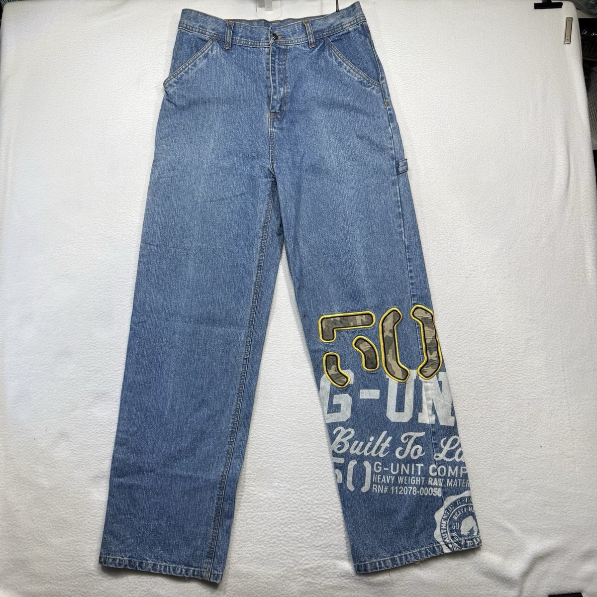Vintage G Unit Jeans Unisex Size 20 30x30 Baggy Straight Leg Denim Pants Y2K
