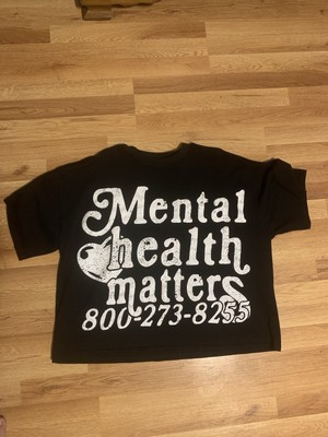 Mental Health Matters Box Cropped Black T-Shirt Size XL *Barely Worn*