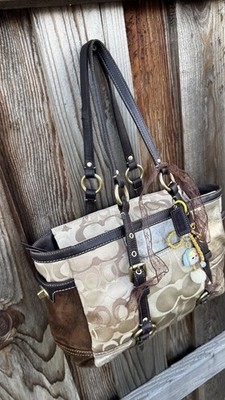 COACH Brown & Gold Patchwork Shopper Tote Bag Purse FO6Q-10388 Y2K