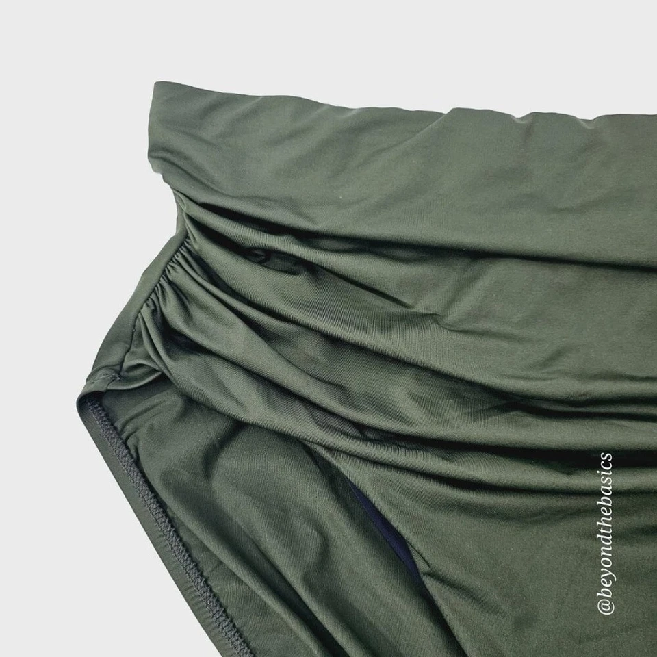 Parte inferior de natación Ralph Lauren verde oliva fruncida cintura alta para mujer talla 20W Foto 2 de 4