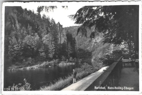 WW2 WWII German Third Reich used post card Karlsbad