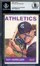 Ken Hawk Harrelson Beckett BAS Signed 1964 Topps Rookie Autograph