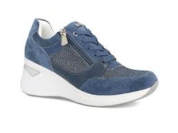 Inblu in000431 Damen Jeans Sneaker Schnürer Seitenreißverschluss Keilabsatz 6cm Einlegesohle 