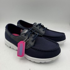 Skechers On The Go Shoes Womens Sz 9 Navy Blue Slip On Sneakers Loafers 14269