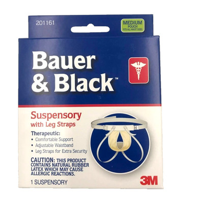 *Lot of 5* 3M Bauer and Black Suspensory W/Leg Straps, Medium, 201161