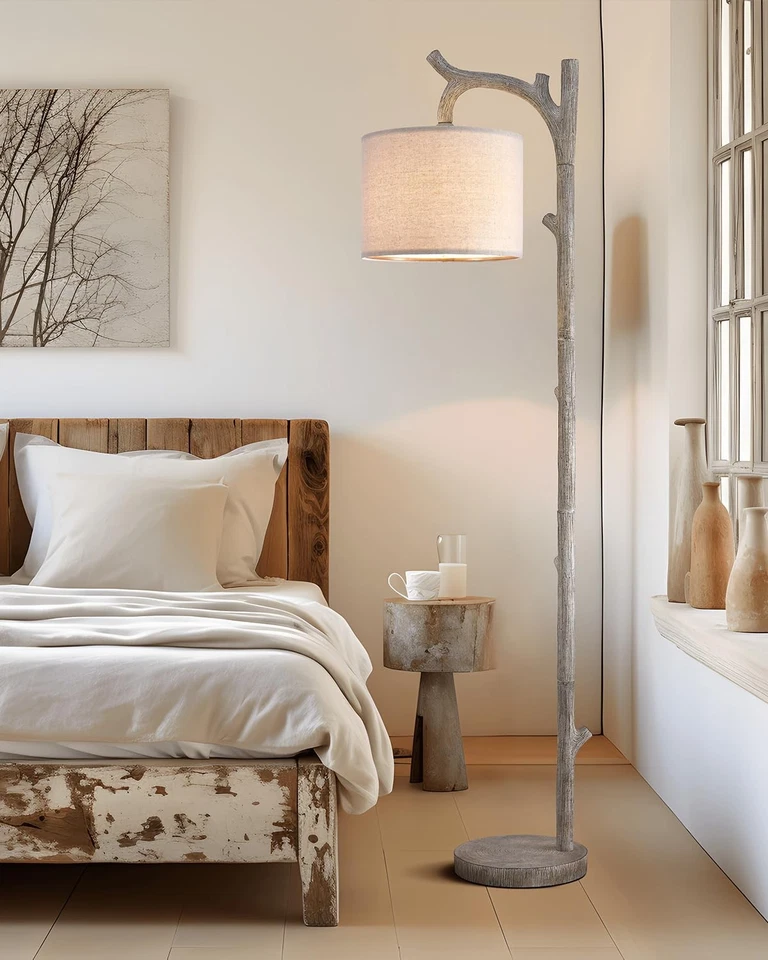 Lámpara de pie rústica para tronco de árbol de granja madera de campo grano resina vintage 61,25... Foto 3 de 4