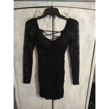 City Vibe Sheer Vintage Inspired Mini Dress Sm Black fairygoth Witchy Grunge