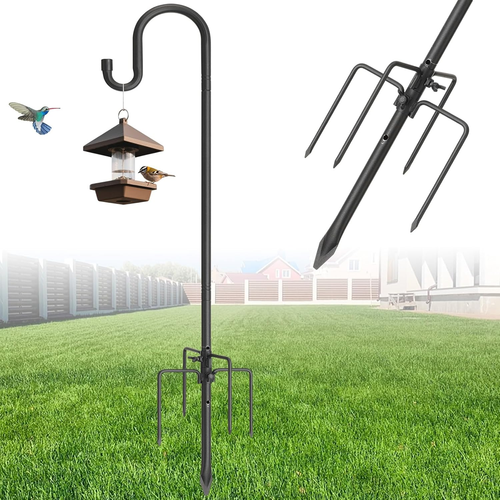 Schäferhaken Garten, Hirtenhaken Schwarz 234Cm Einstellbar, Vogelfutterspender S