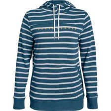 UnderArmour Womens Hoodie Pullover Shoreline Petrol Blue Stripe Long Sleeve MD