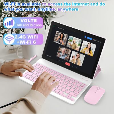 Android 14 Tablet 10 Inch, 2024 Newest 2 in 1 Tablets with