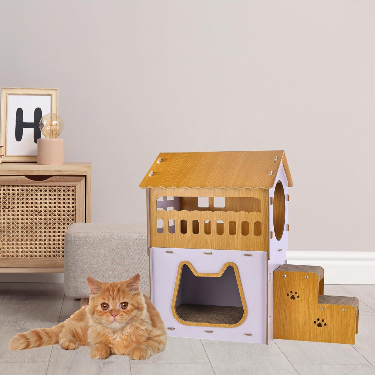 Cat Houses for Indoor Cats,Cardboard Cat Scratcher House for Kittens