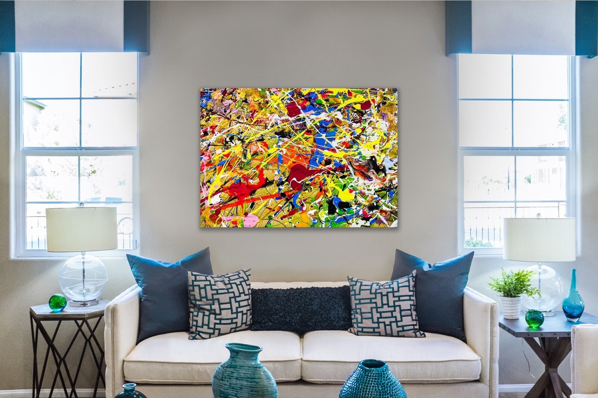 Jackson Pollock Oil Paint Number 16 Reprint On Framed Canvas Wall Art Decoration Inches 18 Depth