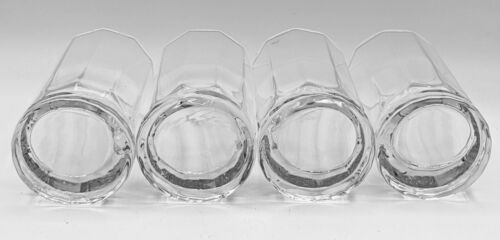 Set of 4 Retired Anchor Hocking Essex Clear 7 oz 10-Panel Footed Juice Glasses - Picture 2 of 4
