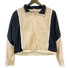 ZYIA Active Womens Size S Nylon Windbreaker Crop Jacket Beige Black