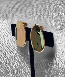 Authentic ALEXIS BITTAR SCULPTURAL 1-1/8” OVAL 10K GOLD PLATED OVER DROP EARRINGS.
