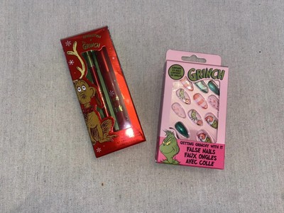 Revolution GRINCH Christmas Max Lip Kit Liner & Lipstick NIB & False Nails Set