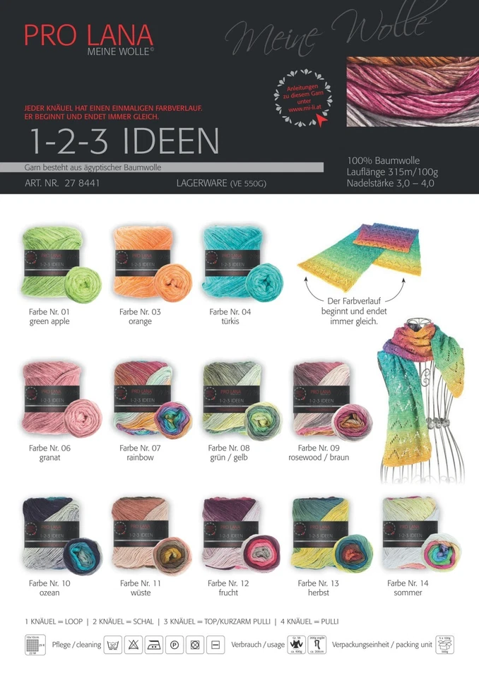 1-2-3 IDEEN von PRO LANA - RAINBOW (07) - 100 g / ca. 315 m Wolle - Bild 3 von 4