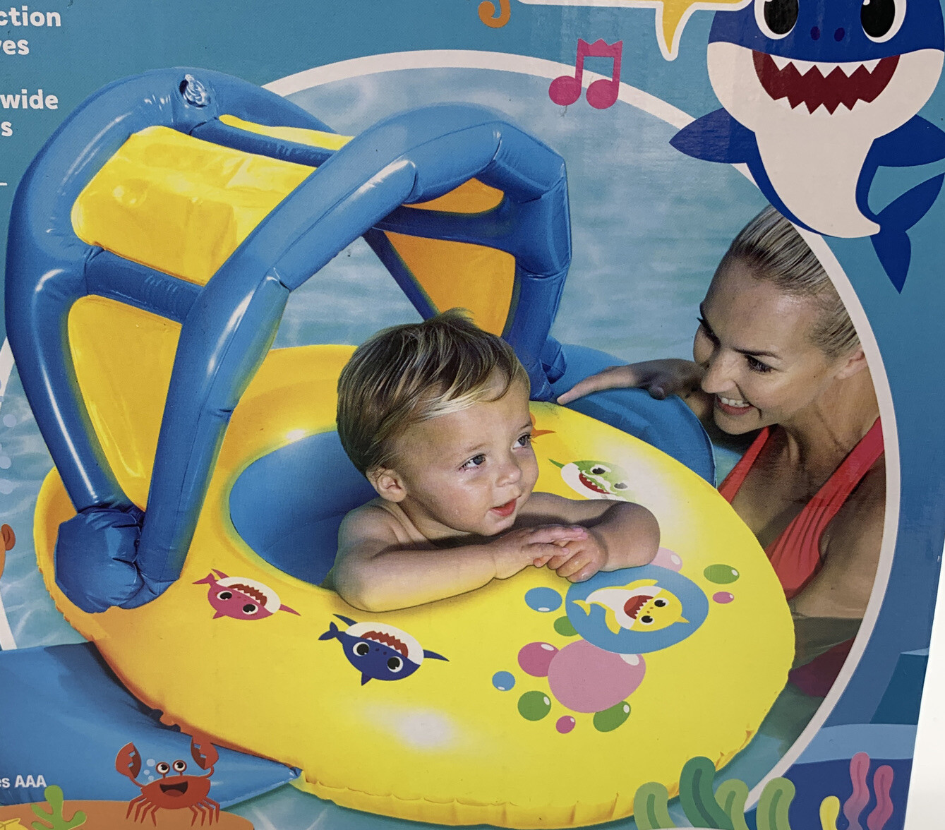Swimways Pinkfong Baby Shark Sun Canopy Baby Boat With Music NEW 924