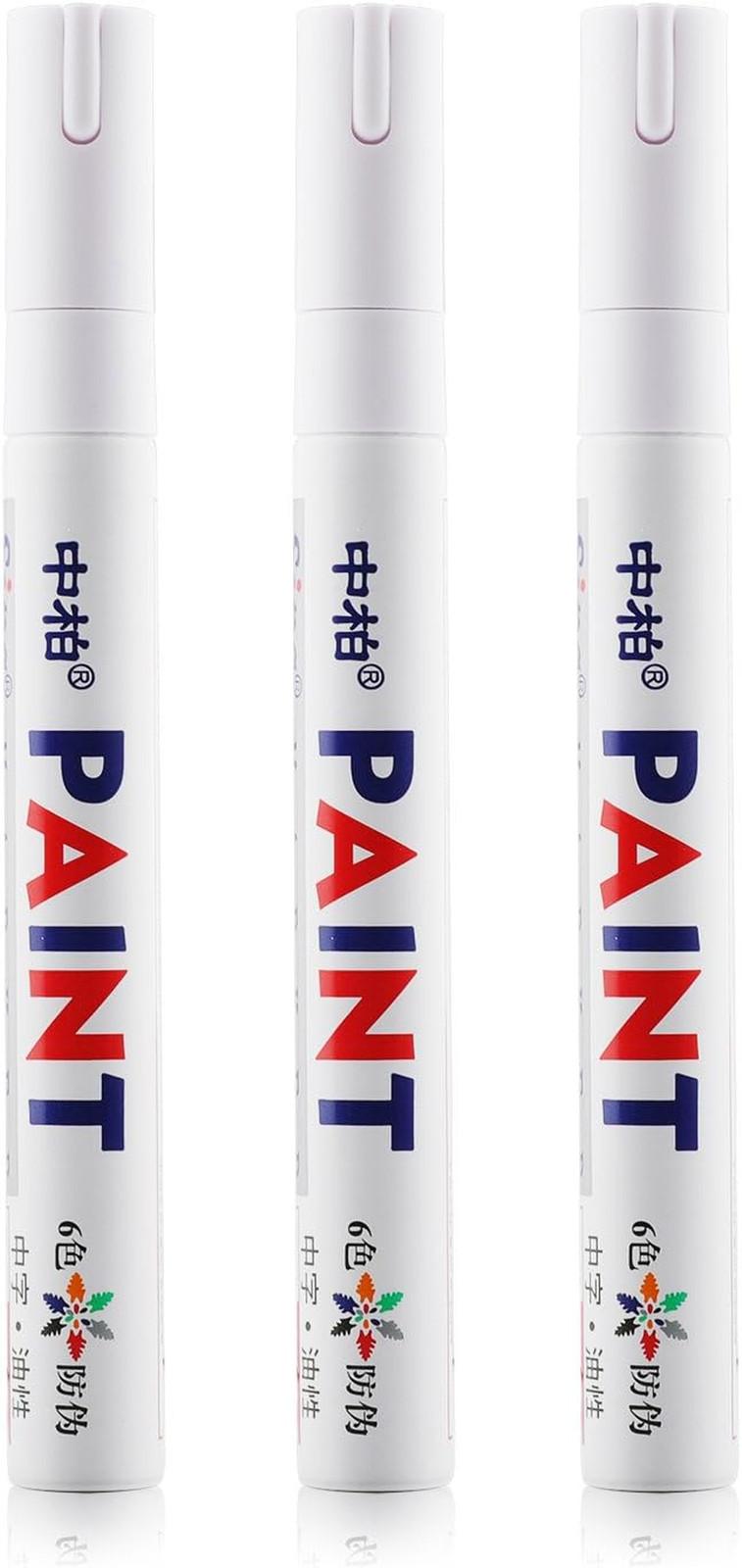 3-Pack White Tire Ink Permanent Marker Car Tread Lettering Paint Pen Waterproof