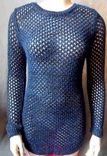 Womens sz S Apt 9 Open Stitch Blue Sweater Top Nwts shirt s1-pb1