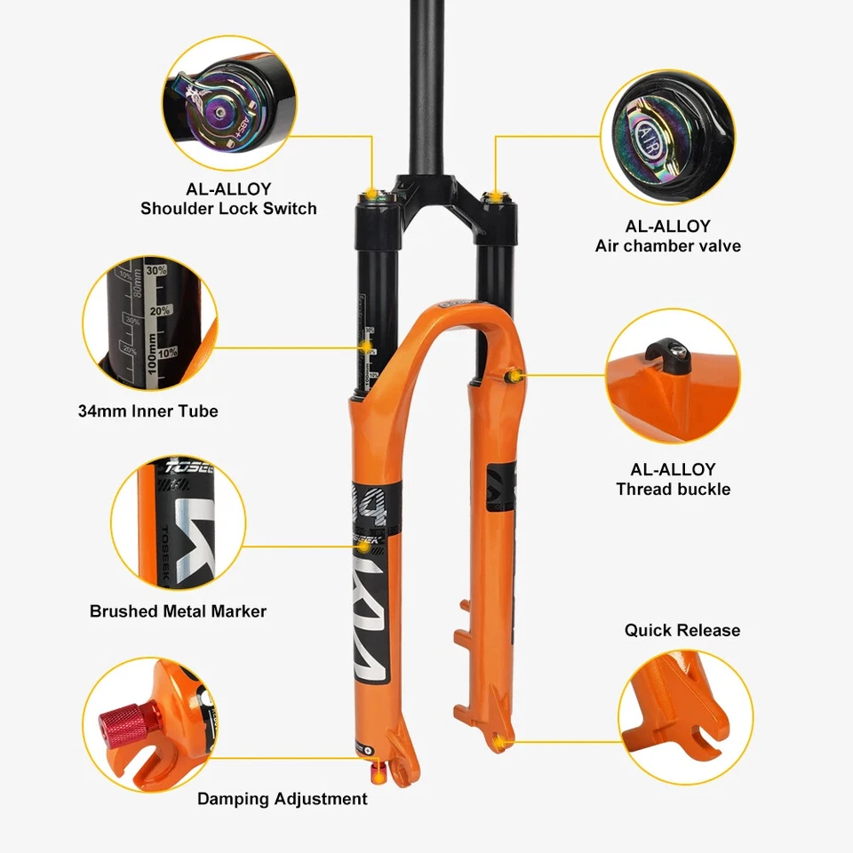MTB Bicycle Fork 26/27.5/ 29 Inch Mountain Bike Front Suspension Air Fork - Image 4 of 4