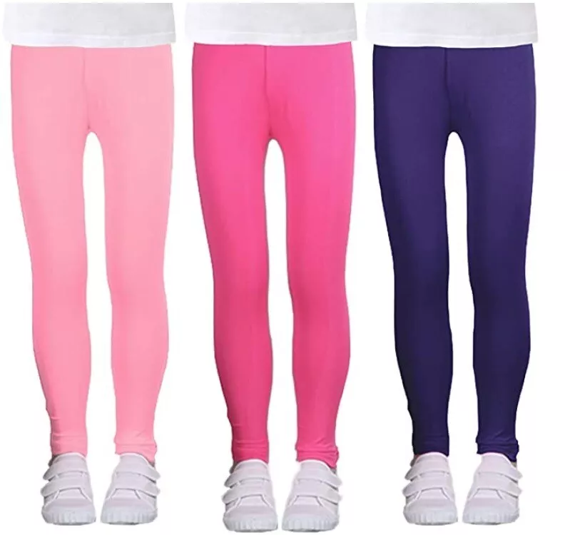 Luouse Girls Stretch Leggings Yoga Pants 3 Pack Set, Pink/Purple, 12-13 Year  Old