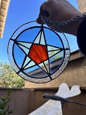 Stained Glass Star in Cir Suncatcher, Star, 7.5" Circle Diameter