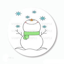 Snowflakes Christmas Holiday Snowman Labels Scrapbook Stickers Snowman Favors
