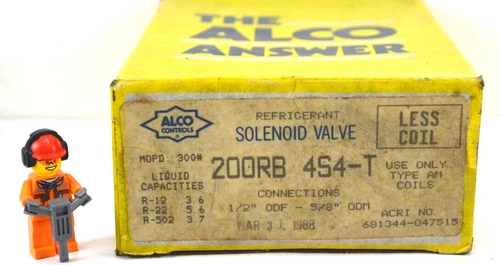 200RB4S4T ALCO *NOS* Refrigerant Solenoid Valve 1/2" ODF, 5/8" ODM
