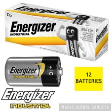 12 X ENERGIZER C SIZE 1.5V INDUSTRIAL ALKALINE BATTERIES MN1400 LONG EXPIRY