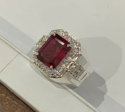 Heizbar Rot Rubin Edelstein Mit 925 Sterlingsilber Ring für Herren #1487 - Bild 4 von 7