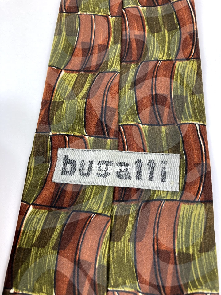 Corbata Bugatti 100 % seda naranja amarillo Foto 3 de 4