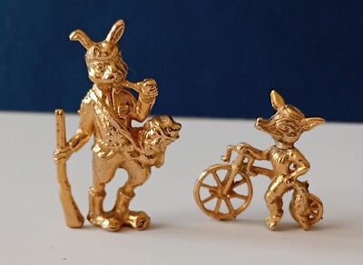 Lot De 2 Broches Dorées Animaux - Réf. REF07660J, Occasion, Style Vintage