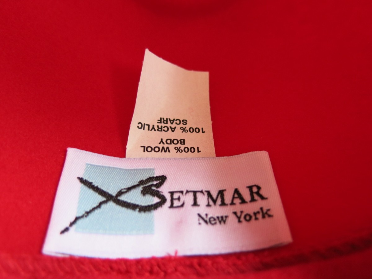 Vintage Betmar New York Red Green Floral Holiday Wool Hat  display picture 1
