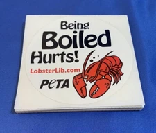 Vintage PETA Being Boiled Hurts Lobster Vegetarian Vegan Sticker Decal Rare VTG
