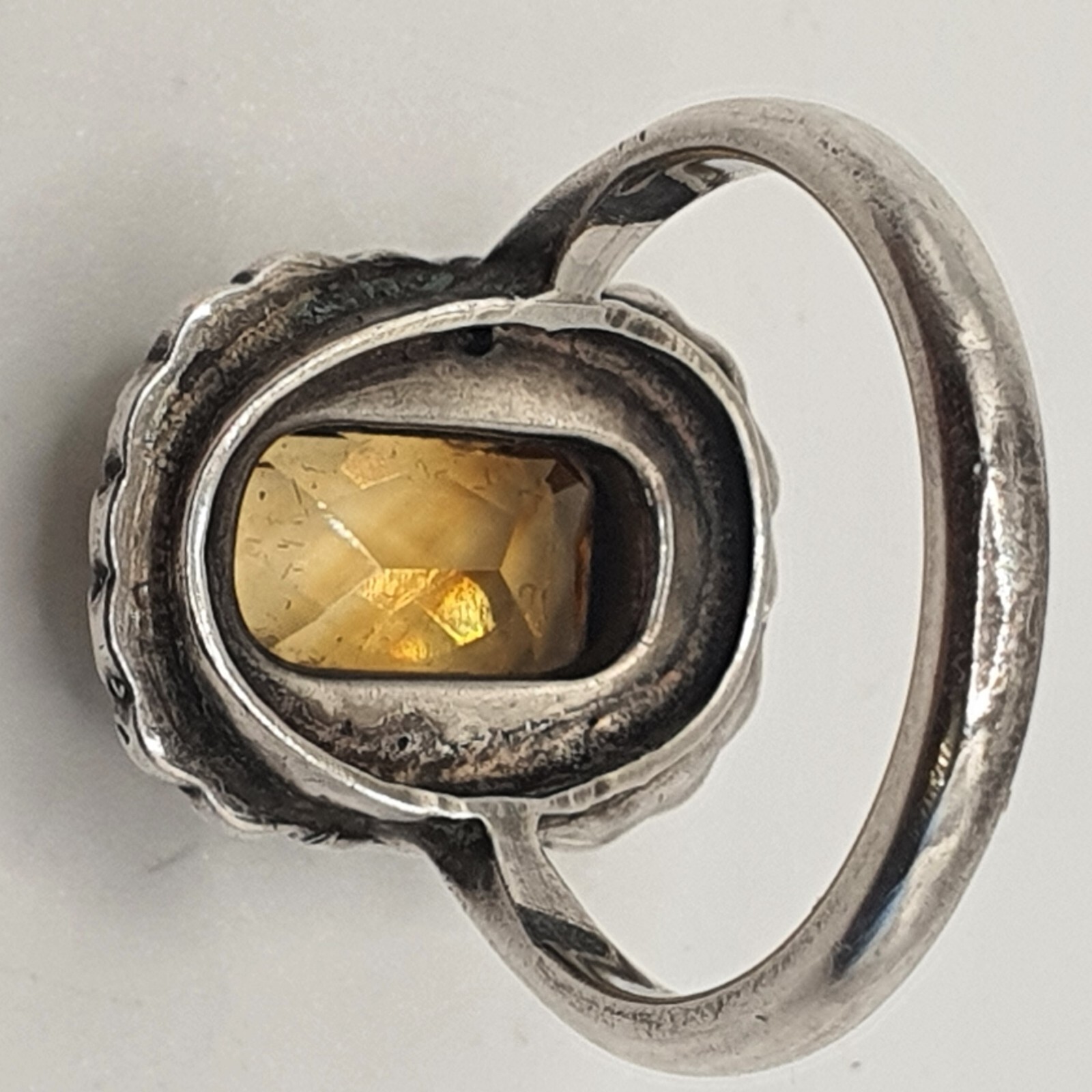 Photo 4 of Vintage Sterling Silver Citrine Ring Size L1/2 Art Deco Style (R14)