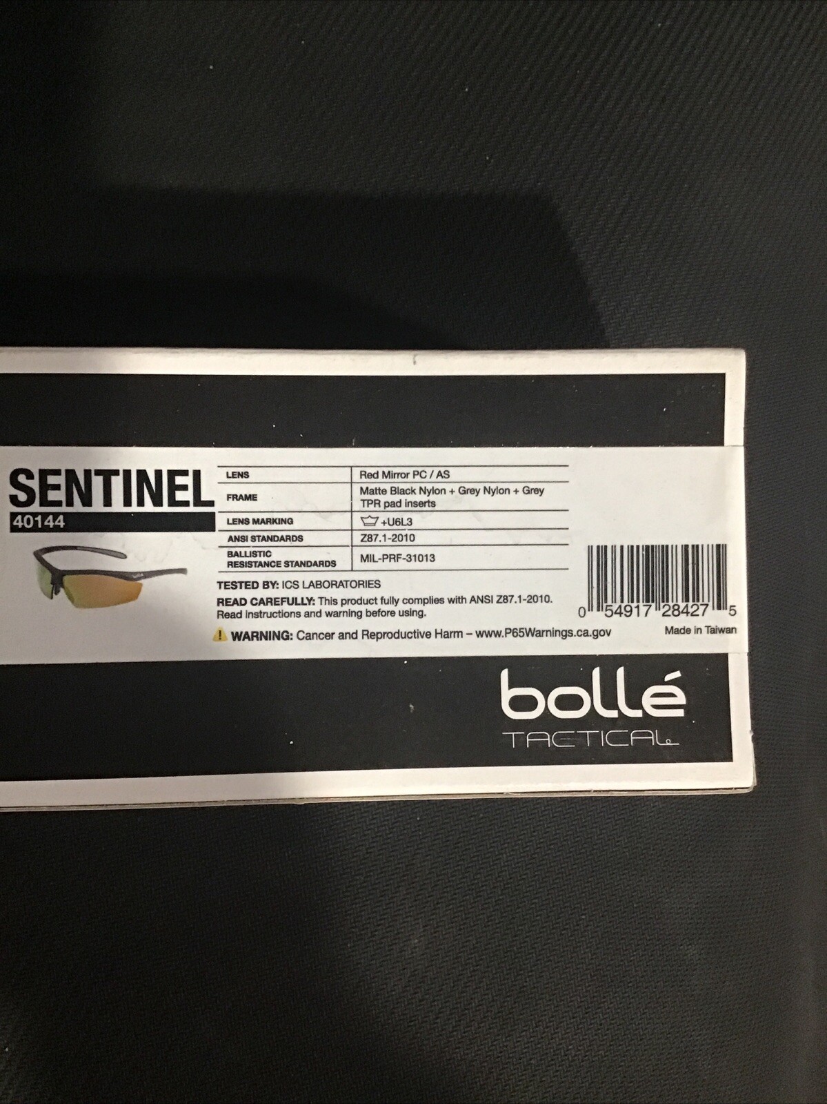 Bolle' SENTINEL Matte Black TACTICAL Red Lens Sunglass 40144 New