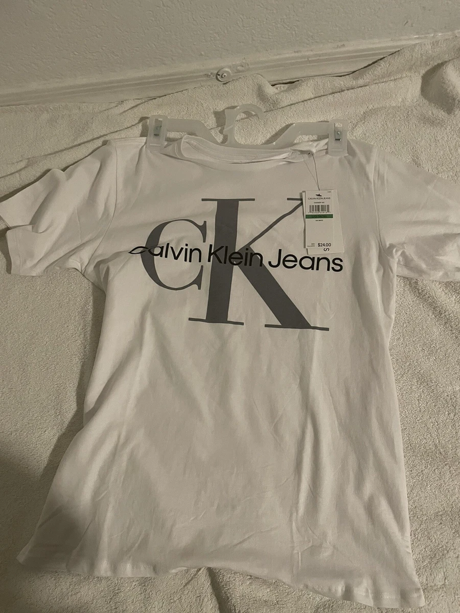 Tags Calvin | 14 Kids Klein T-Shirt CK Boys New eBay Logo Shirt NWT Jeans w/ Tee White