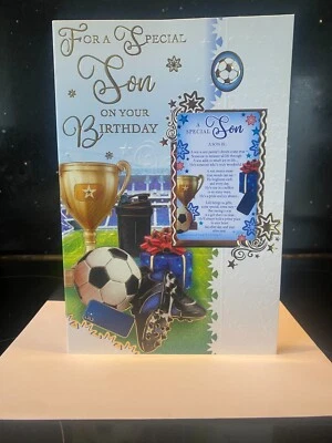 SON BIRTHDAY CARD WITH WALLET KEEPSAKE (9" X 6") VERSE CUTE MODERN