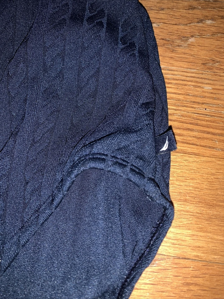 NAUTICA Navy Waffle Hint of White One Piece Bathing Suit Swimwear Sz 10 ❤️tb5m15 - Image 3 of 4