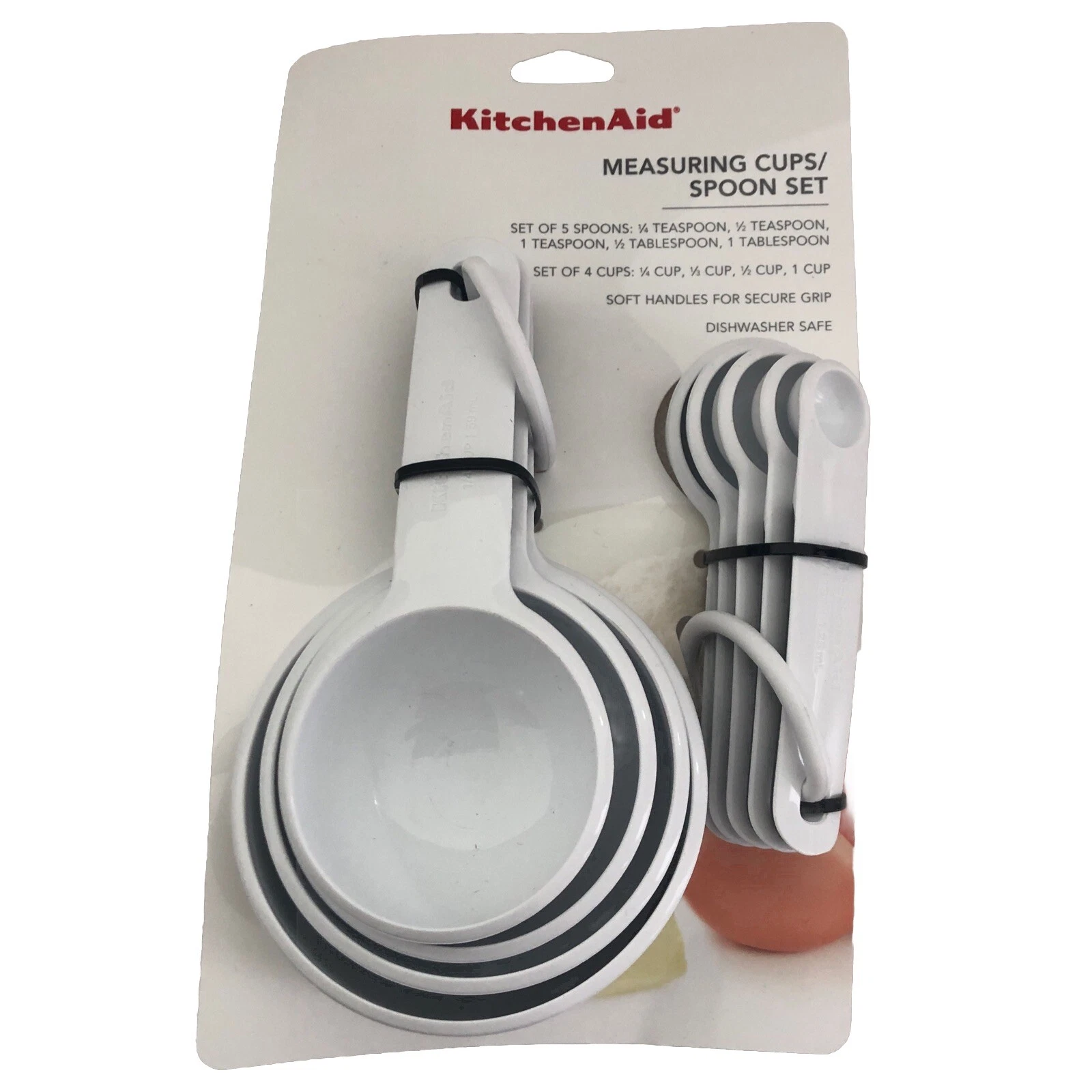 New KitchenAid White 9 Piece White Measuring Cups Spoons