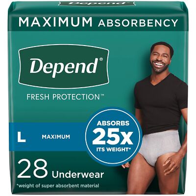 Depend Fresh Protection Adult Incontinence Underwear for Men, Disposable, Max...