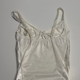 Vtg Vanity Fair Teddy Lingerie Size 34C White Floral Satin Jacquard Bridal Sexy